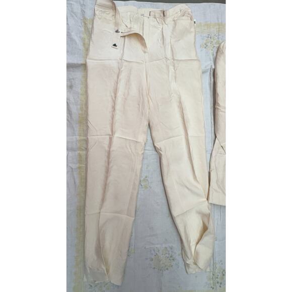 Noviello Bloom Silk 2‑Piece Pant Suit Size 8 Ivory Blush Made in USA Womens - Picture 3 of 16